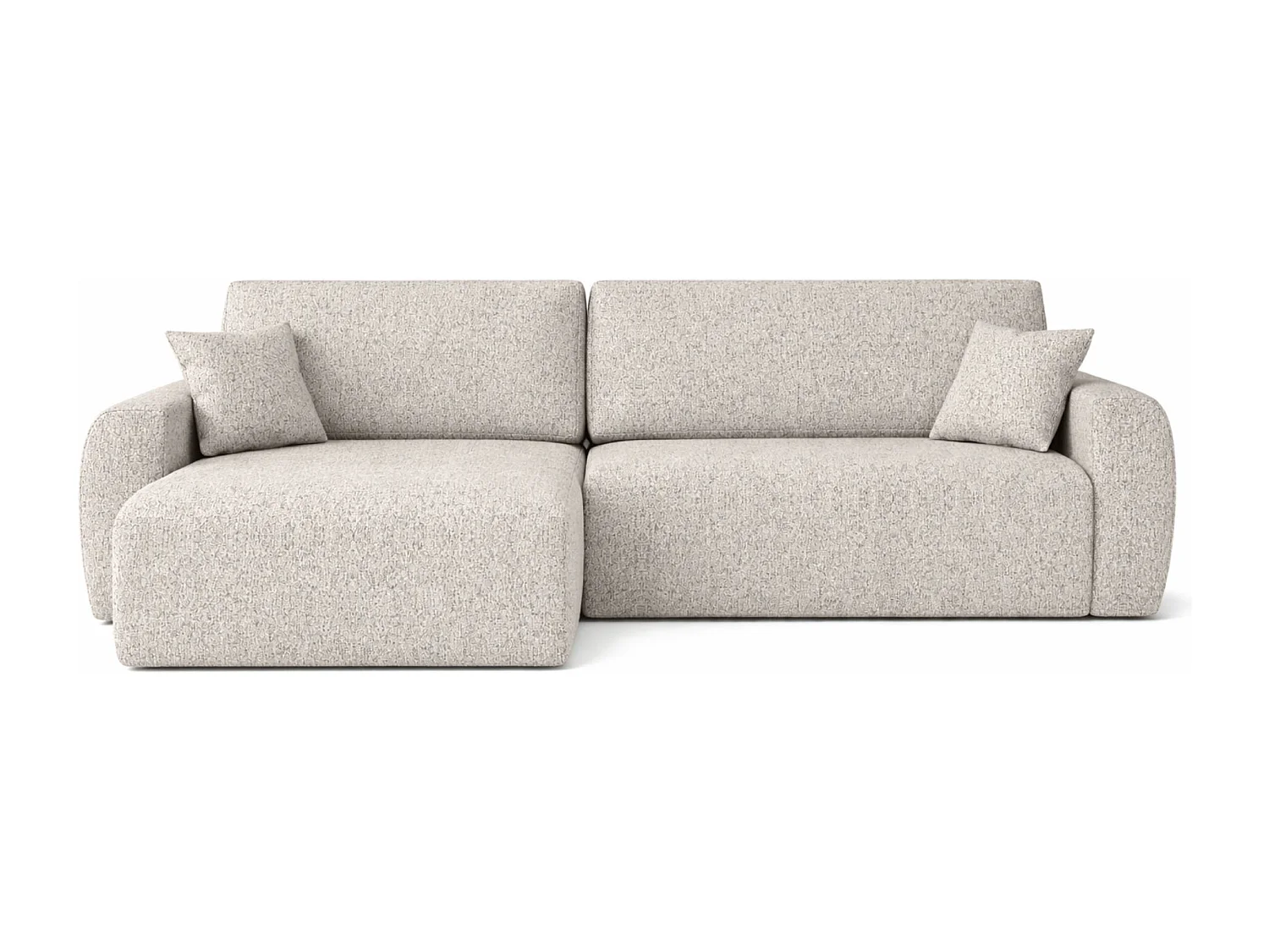 Canapé d'angle convertible avec coffre de rangement Ariel L, Chenille, tissu Artico, Beige, côté gauche