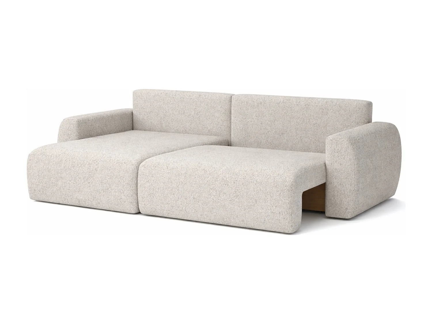 Canapé d'angle convertible avec coffre de rangement Ariel L, Chenille, tissu Artico, Beige, côté gauche