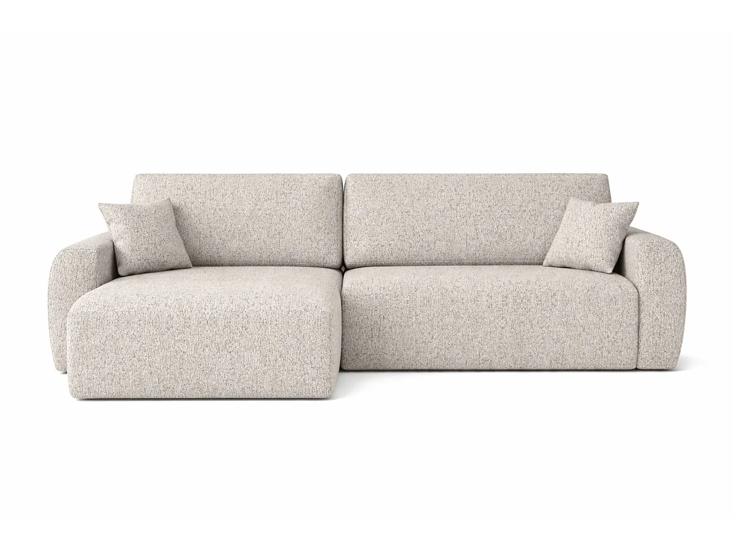 Canapé d'angle convertible 3 places avec coffre en tissu beige