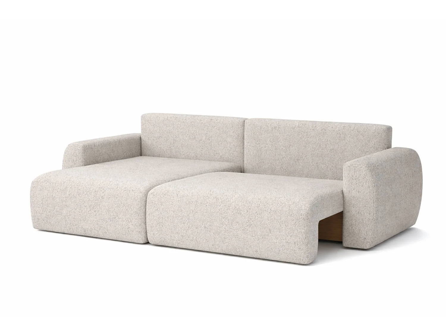 Canapé d'angle convertible 3 places avec coffre en tissu beige