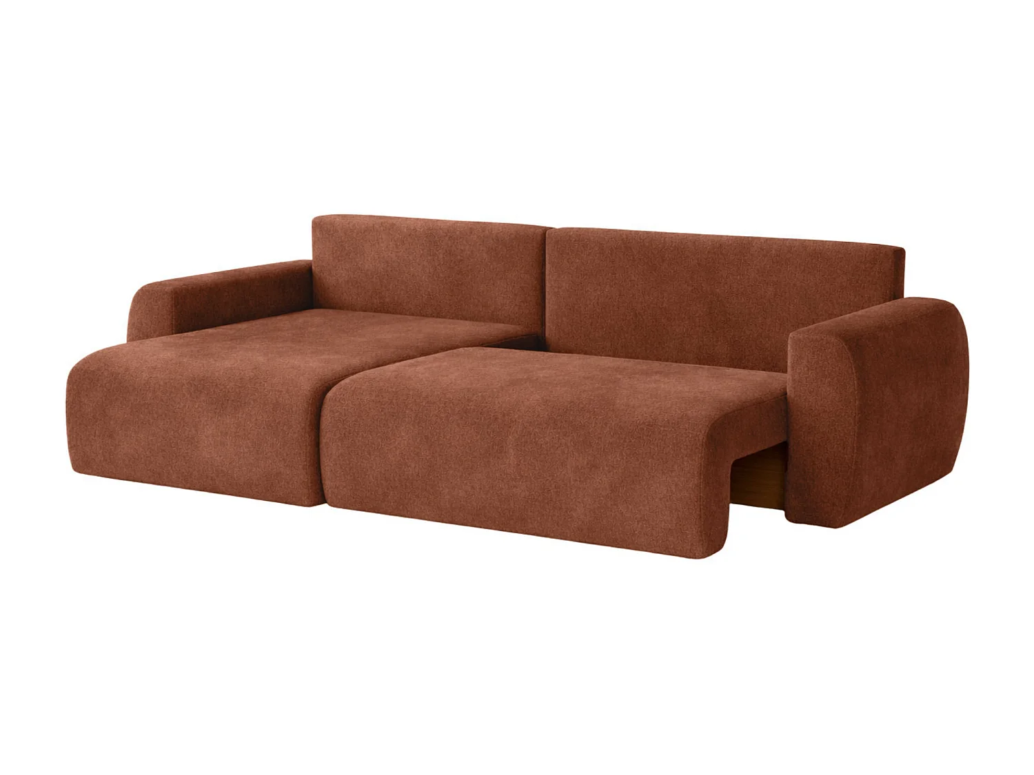 Canapé d'angle convertible avec coffre de rangement Ariel L, velours, tissu Salvador, marron foncé, côté gauche