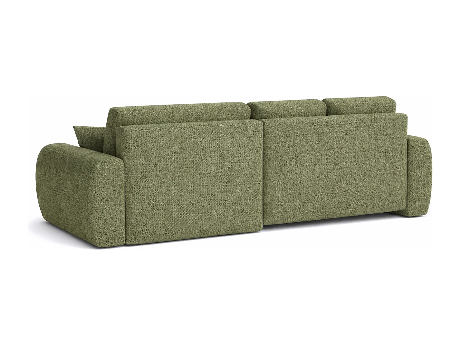 Divano angolare con funzione letto e contenitore a forma di L Ivo XL, tessuto chenille Artico, Moss, Sinistra