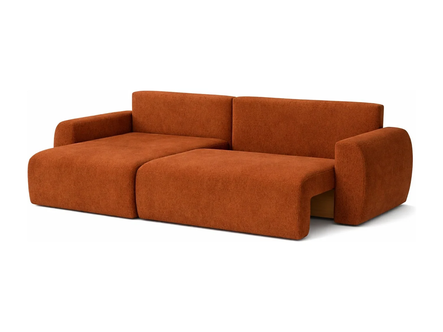 Hoekbank met slaapfunctie en opbergvak, Ariel XL, velours, stof Salvador, bruin, links