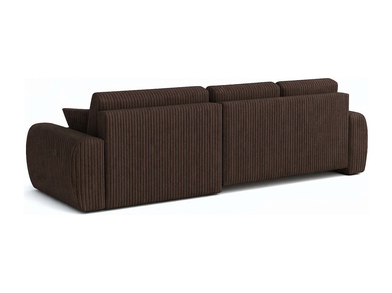 Divano angolare con funzione letto e contenitore a forma di L Ivo XL, tessuto a coste Poso, Marrone, Sinistra