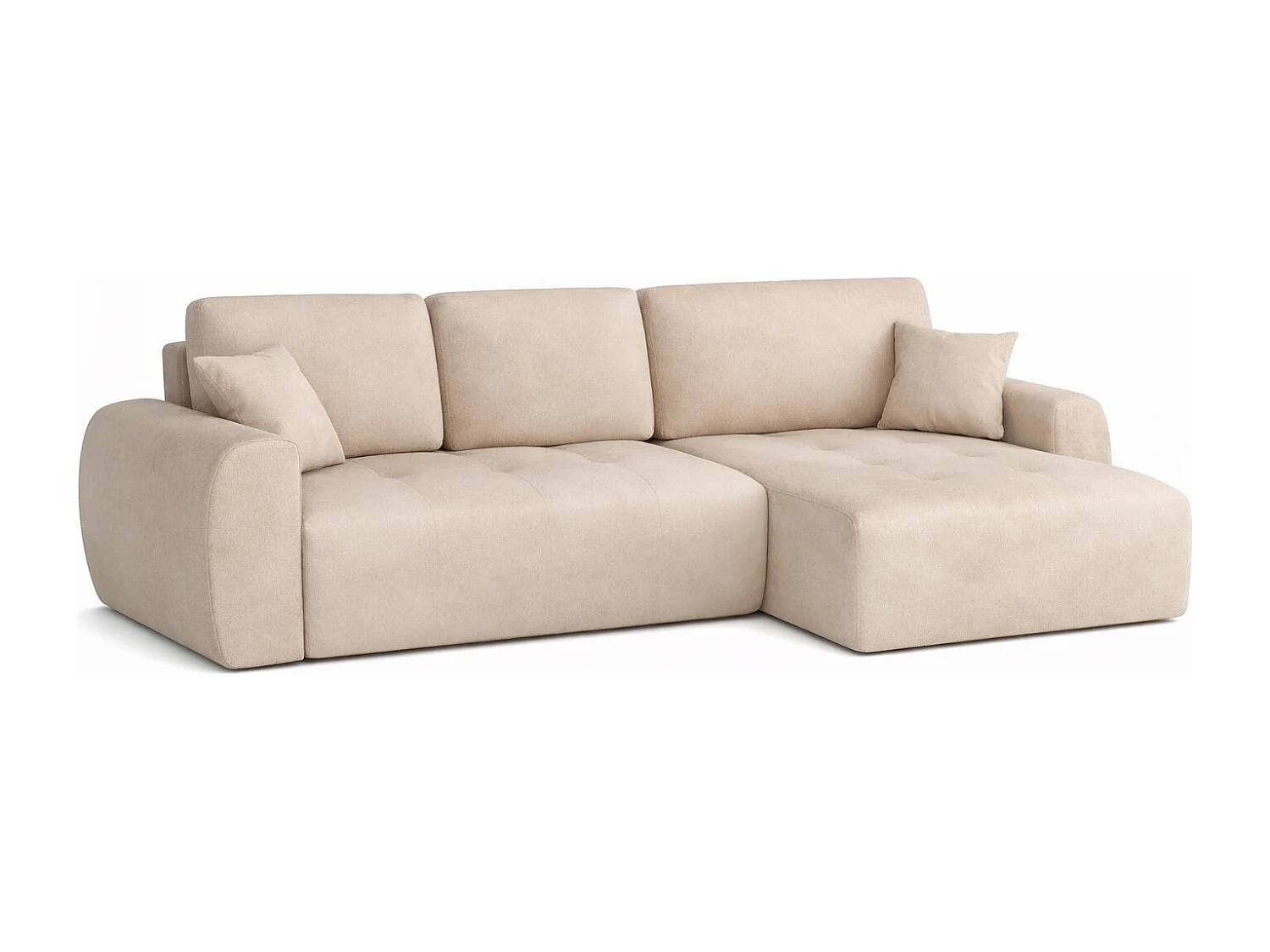 Hoekslaapbank met slaapfunctie en opbergruimte, L-vorm, Ivo XL, veloursstof Salvador, Beige, Rechts