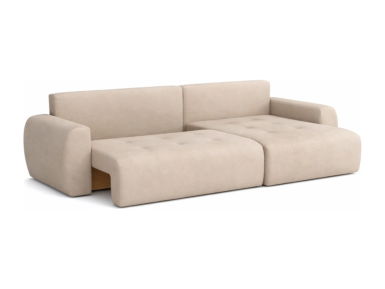 Hoekslaapbank met slaapfunctie en opbergruimte, L-vorm, Ivo XL, veloursstof Salvador, Beige, Rechts