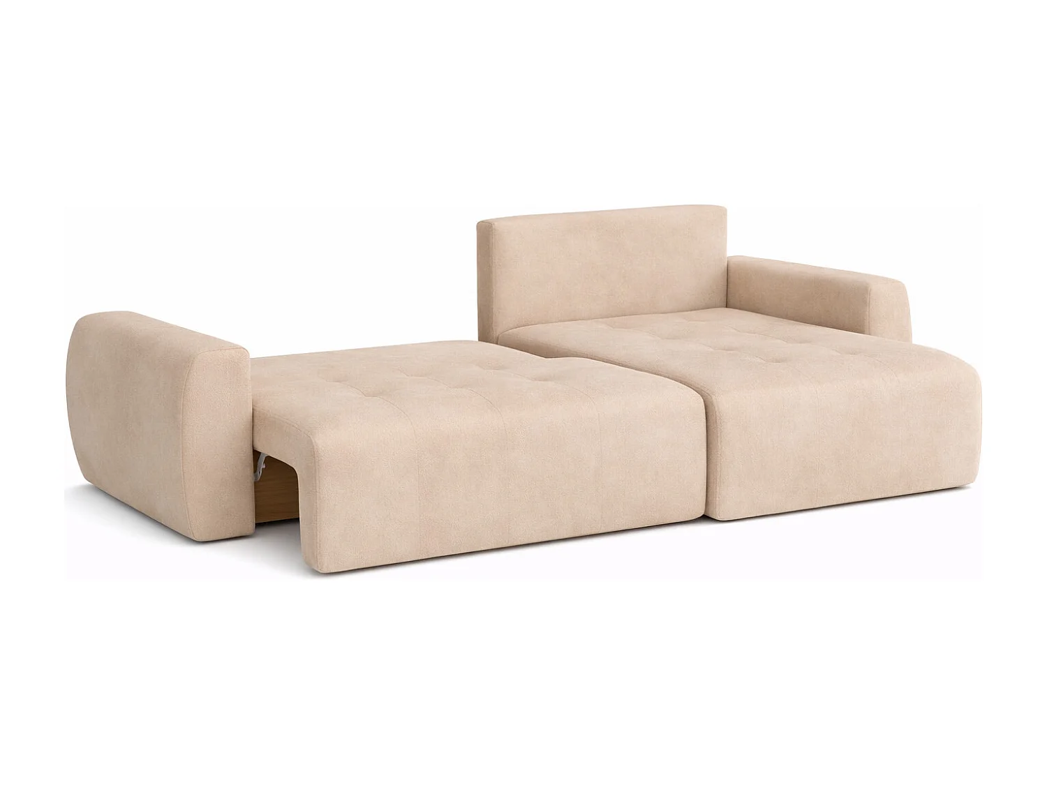 Hoekslaapbank met slaapfunctie en opbergruimte, L-vorm, Ivo XL, veloursstof Salvador, Beige, Rechts