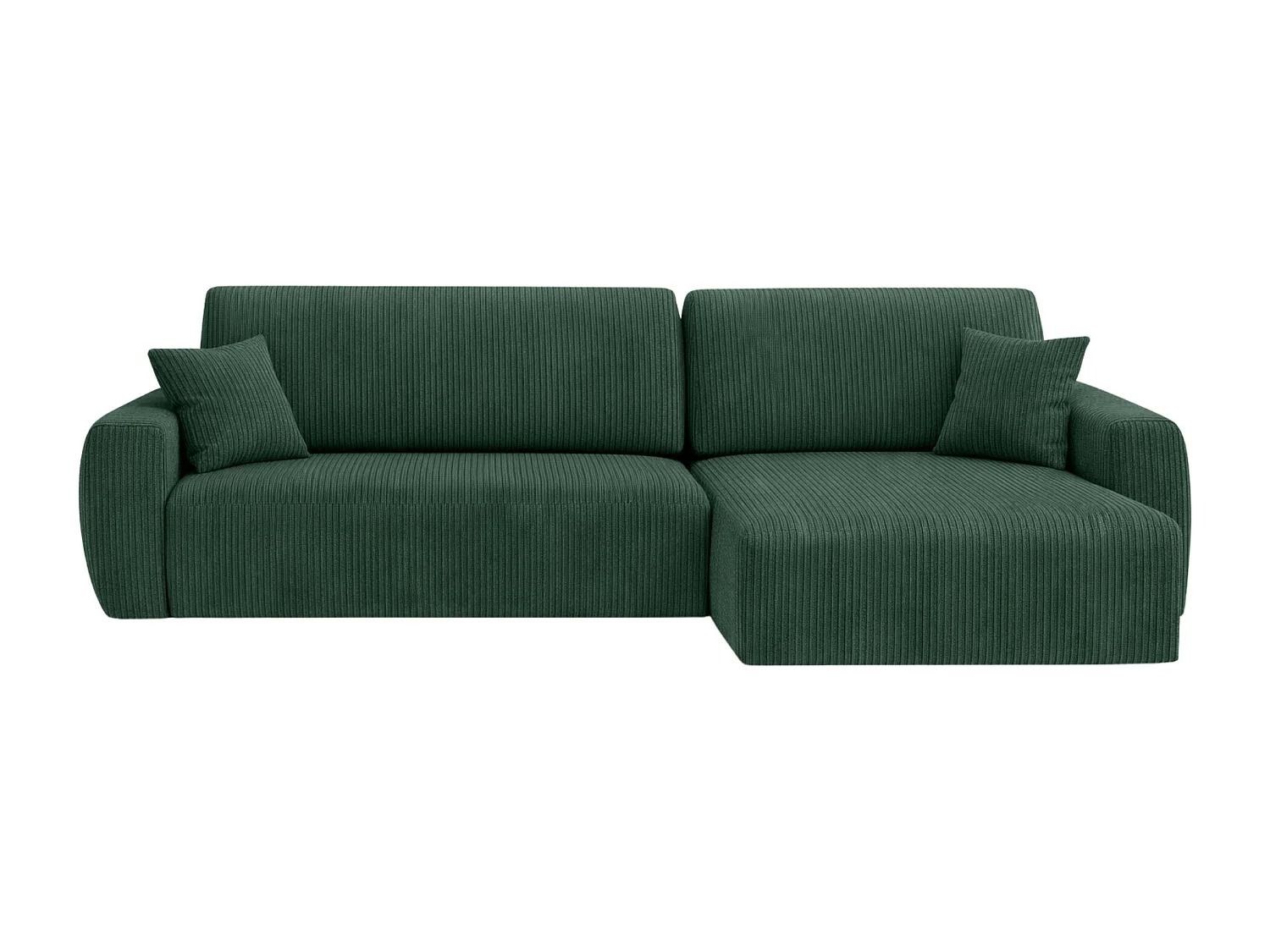 Canapé d'angle convertible avec coffre de rangement Ariel L, tissu côtelé, tissu Poso, vert, côté droit