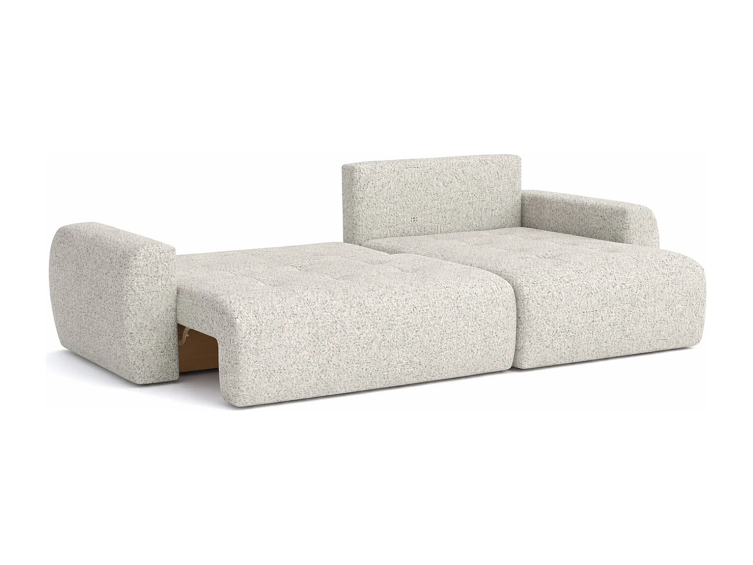 Divano angolare con funzione letto e contenitore a forma di L Ivo L, tessuto chenille Artico, Nata, Destra