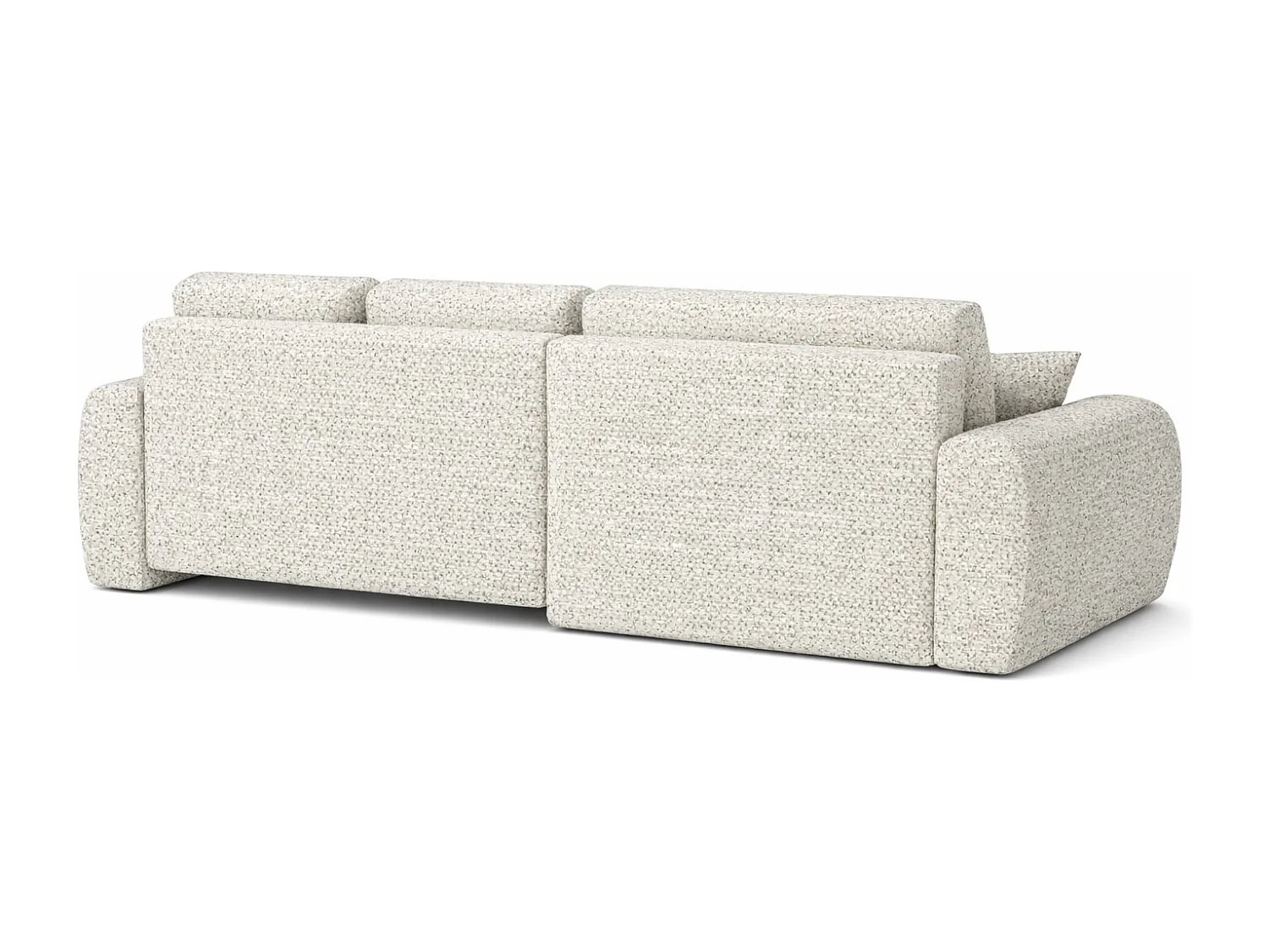 Divano angolare con funzione letto e contenitore a forma di L Ivo L, tessuto chenille Artico, Nata, Destra