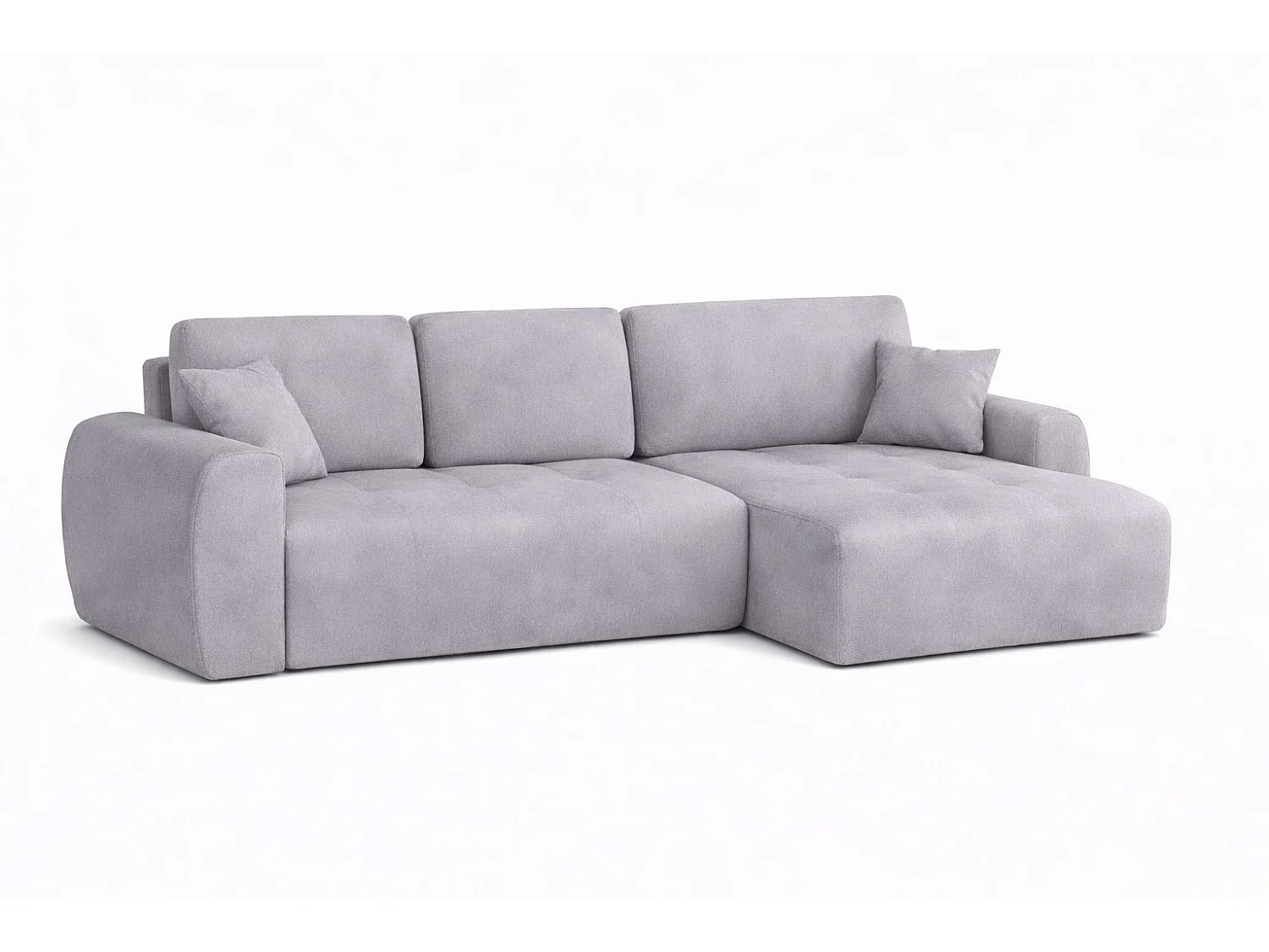 Hoekslaapbank met slaapfunctie en opbergruimte, L-vorm, Ivo L, veloursstof Salvador, Grijs, Rechts