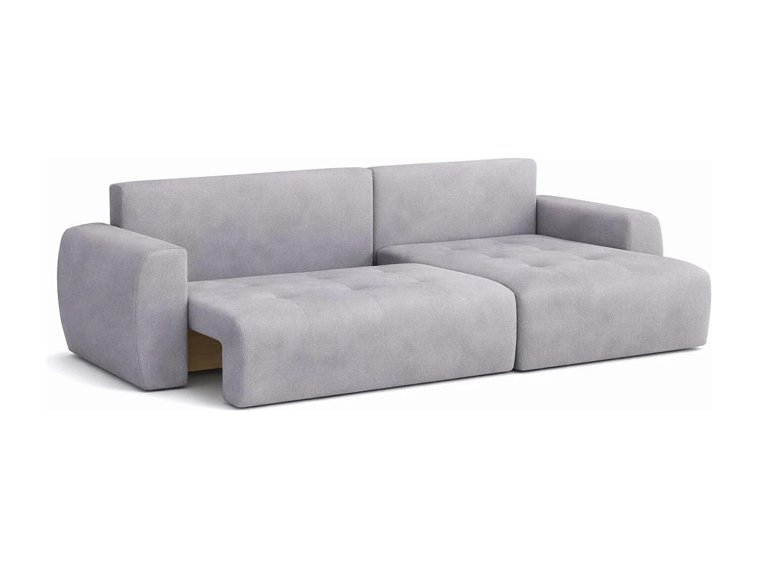 Hoekslaapbank met slaapfunctie en opbergruimte, L-vorm, Ivo L, veloursstof Salvador, Grijs, Rechts