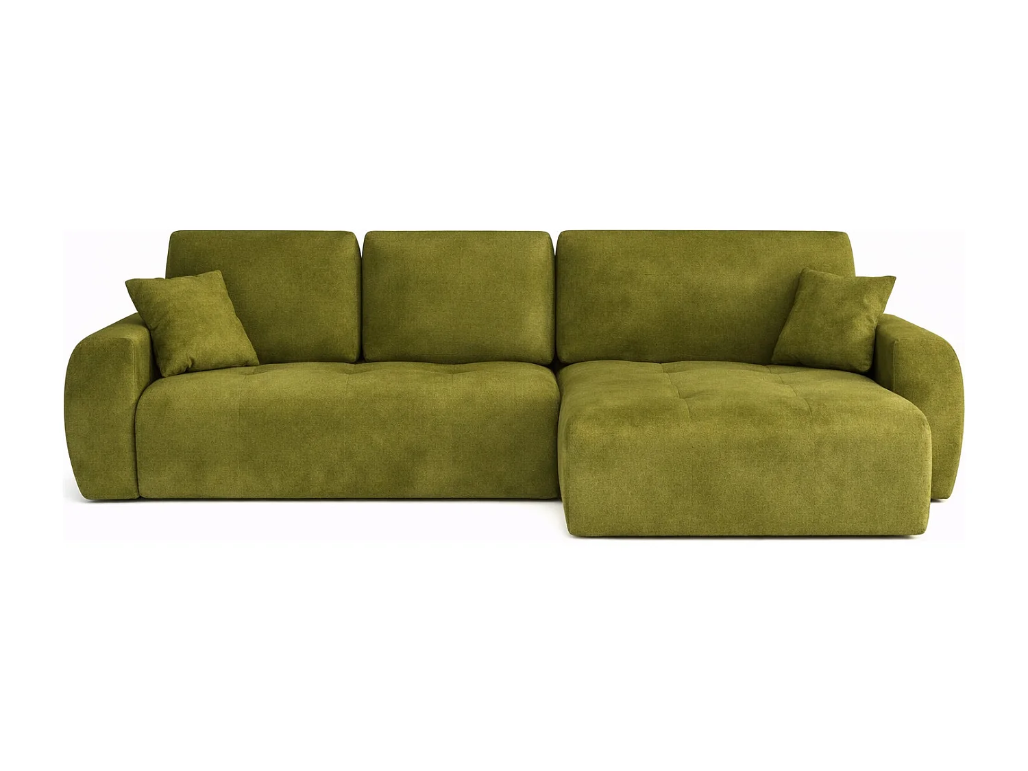 Hoekslaapbank met slaapfunctie en opbergruimte, L-vorm, Ivo XL, veloursstof Salvador, Olijfgroen, Rechts