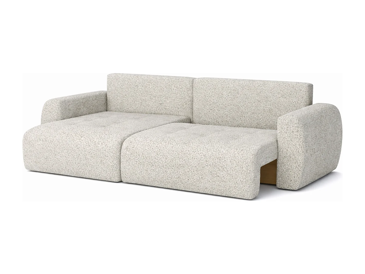 Divano angolare con funzione letto e contenitore a forma di L Ivo XL, tessuto chenille Artico, Nata, Sinistra