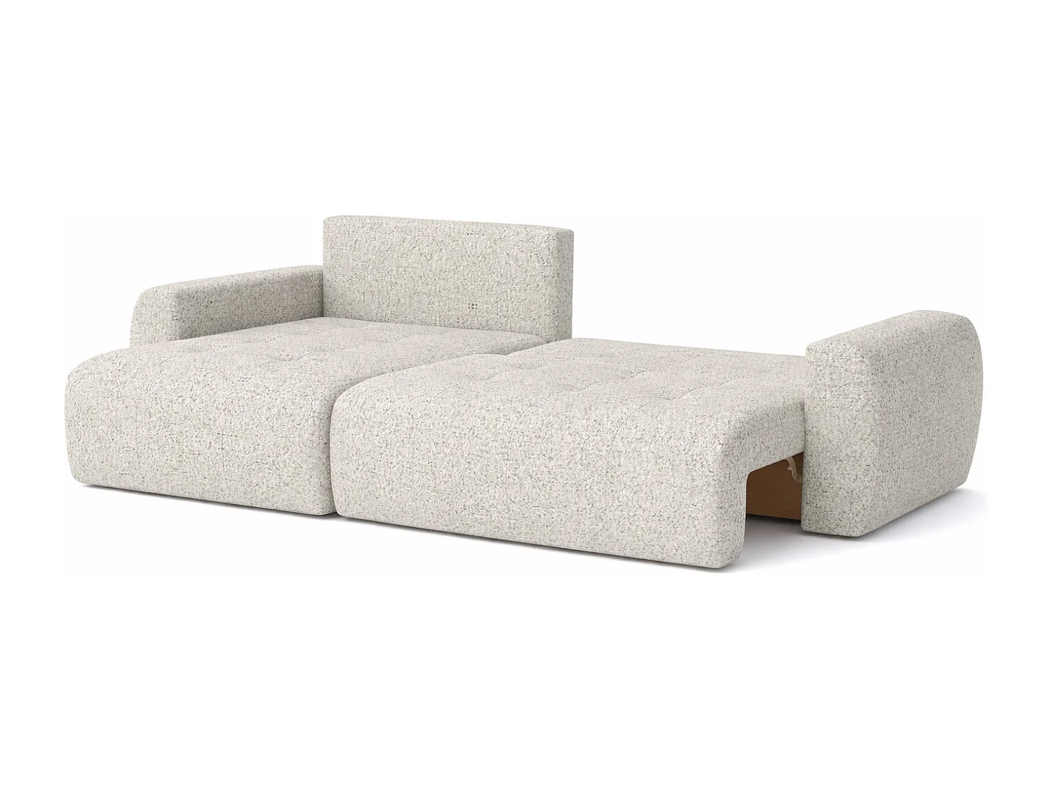 Divano angolare con funzione letto e contenitore a forma di L Ivo XL, tessuto chenille Artico, Nata, Sinistra