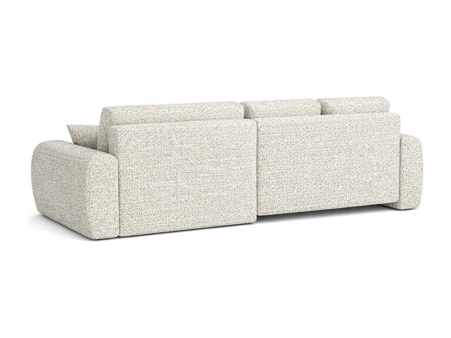 Divano angolare con funzione letto e contenitore a forma di L Ivo XL, tessuto chenille Artico, Nata, Sinistra