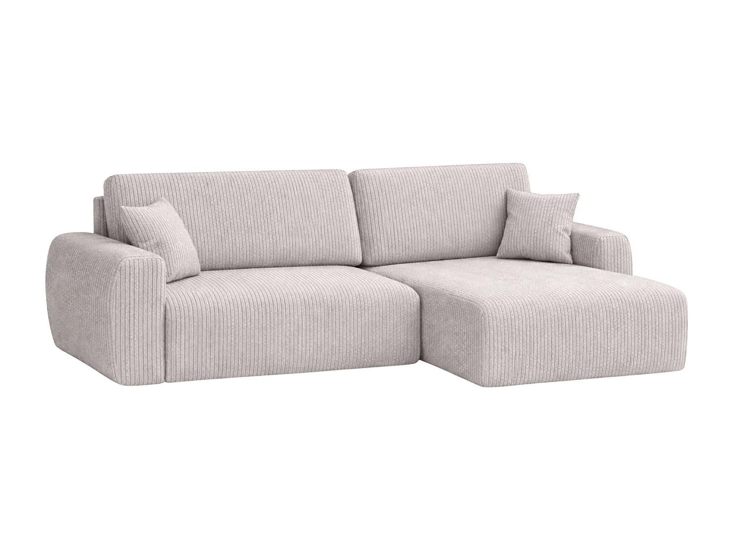 Ecksofa mit Schlaffunktion und Bettkasten Ariel L, Cordstoff, Stoff Poso, Beige, Rechts