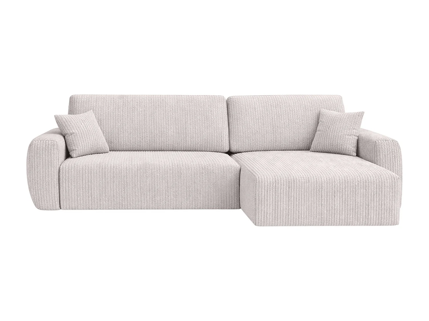 Ecksofa mit Schlaffunktion und Bettkasten Ariel L, Cordstoff, Stoff Poso, Beige, Rechts