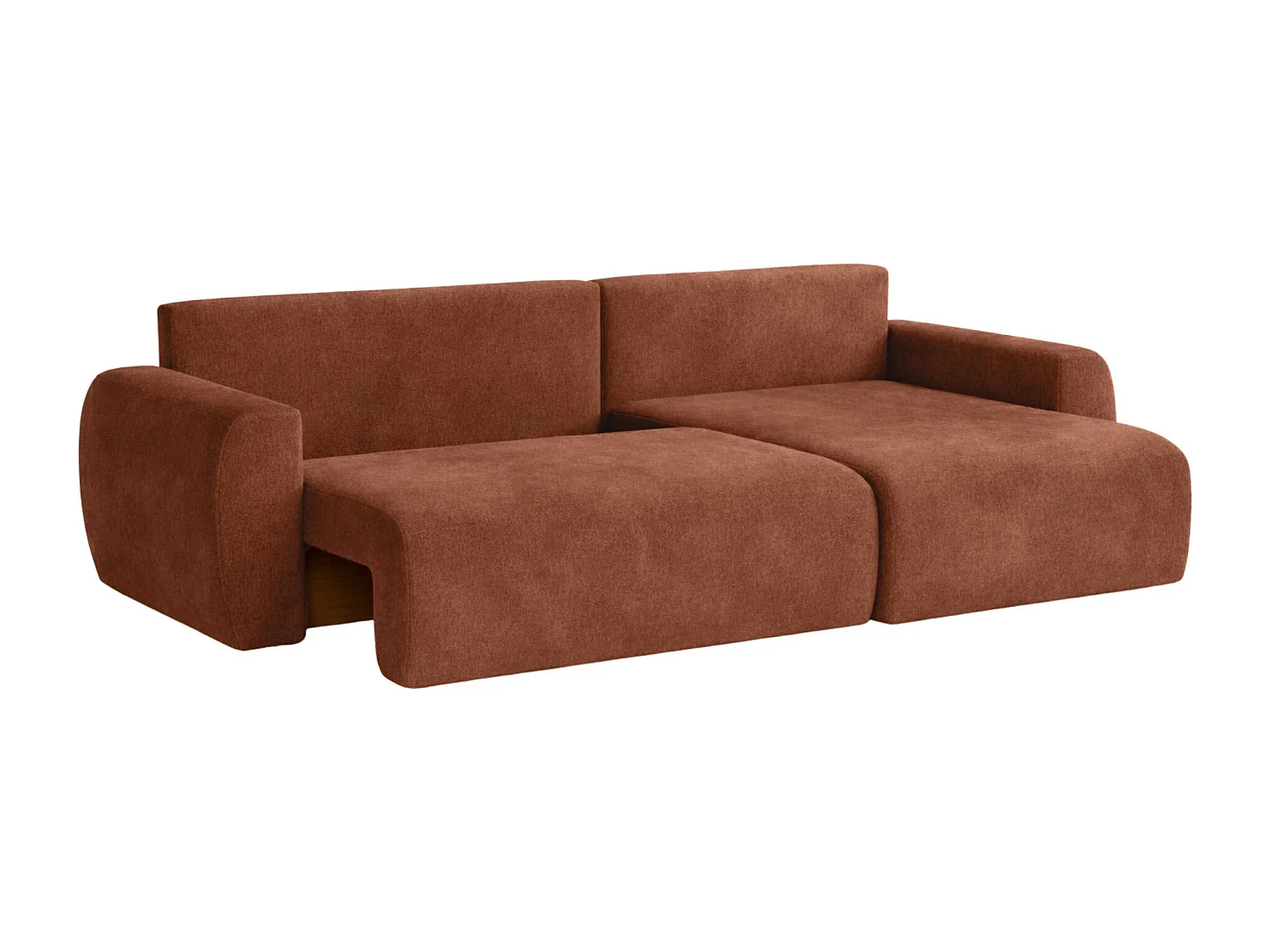 Canapé d'angle convertible avec coffre de rangement Ariel L, velours, tissu Salvador, marron foncé, côté droit