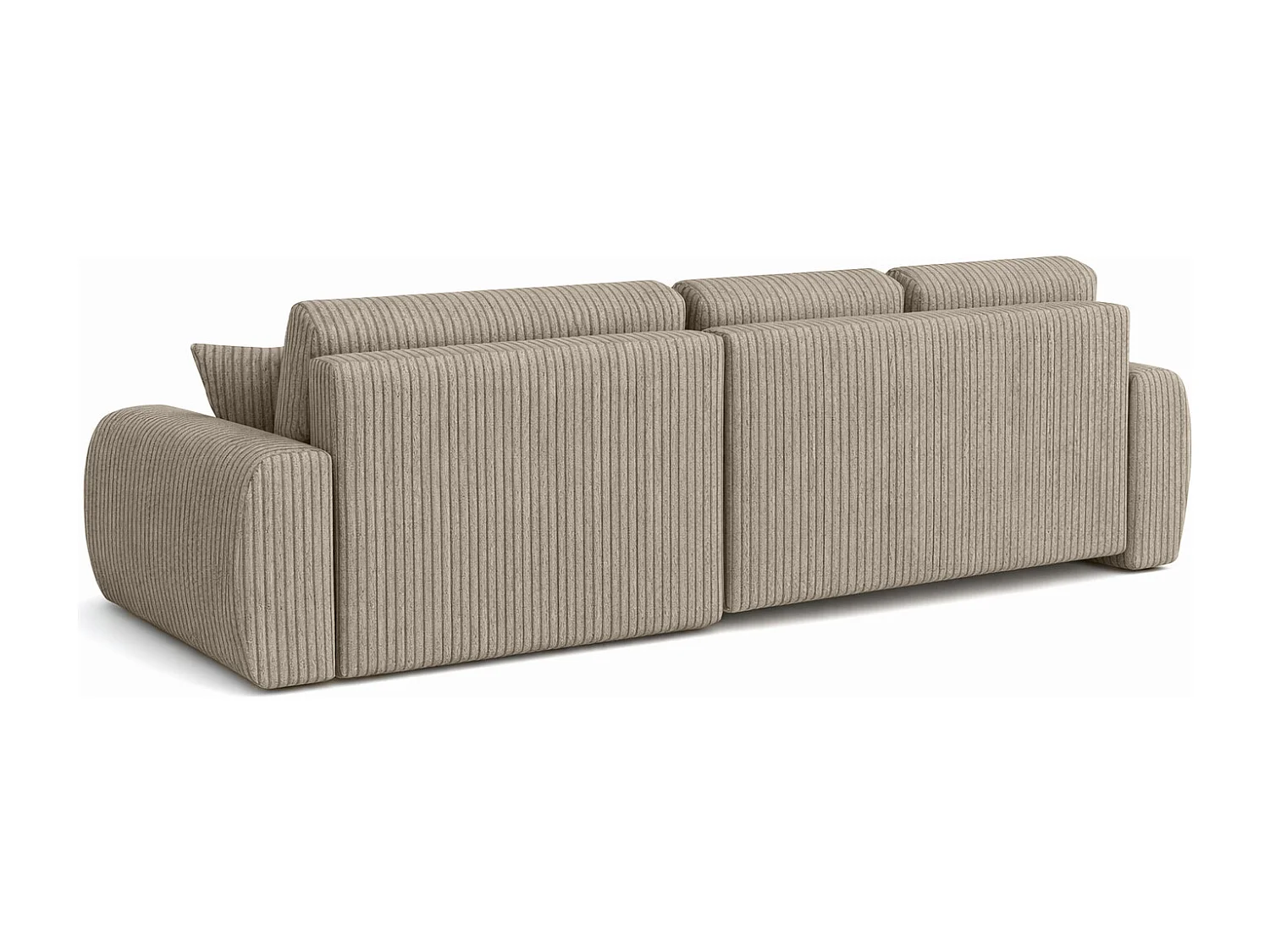 Hoekslaapbank met slaapfunctie en opbergruimte, L-vorm, Ivo XL, ribstof Poso, Donkerbeige, Links