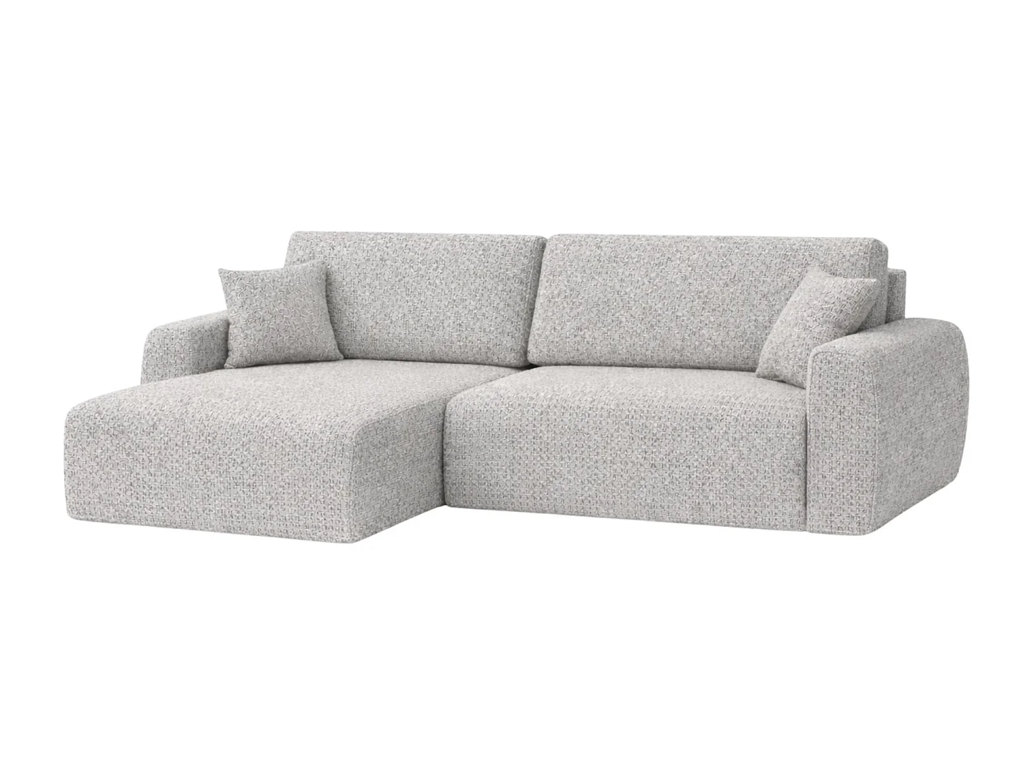 Divano angolare con funzione letto e contenitore Ariel L, Chenille, tessuto Artico, Nata, lato sinistro