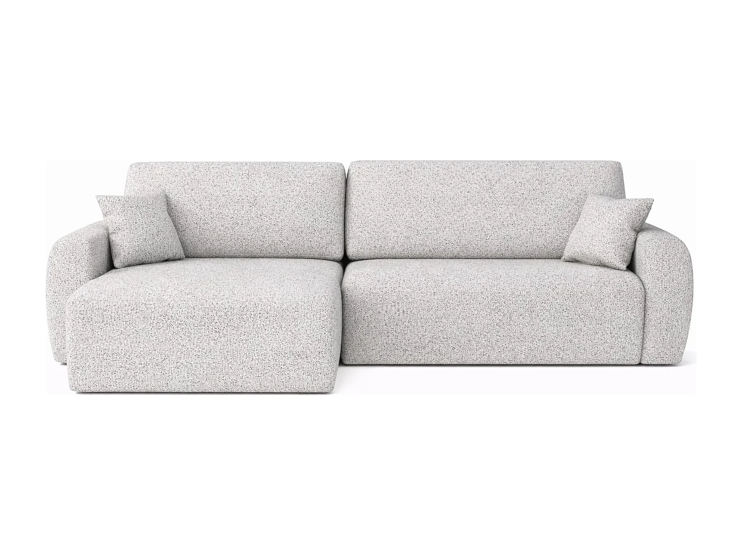 Divano angolare con funzione letto e contenitore Ariel L, Chenille, tessuto Artico, Nata, lato sinistro