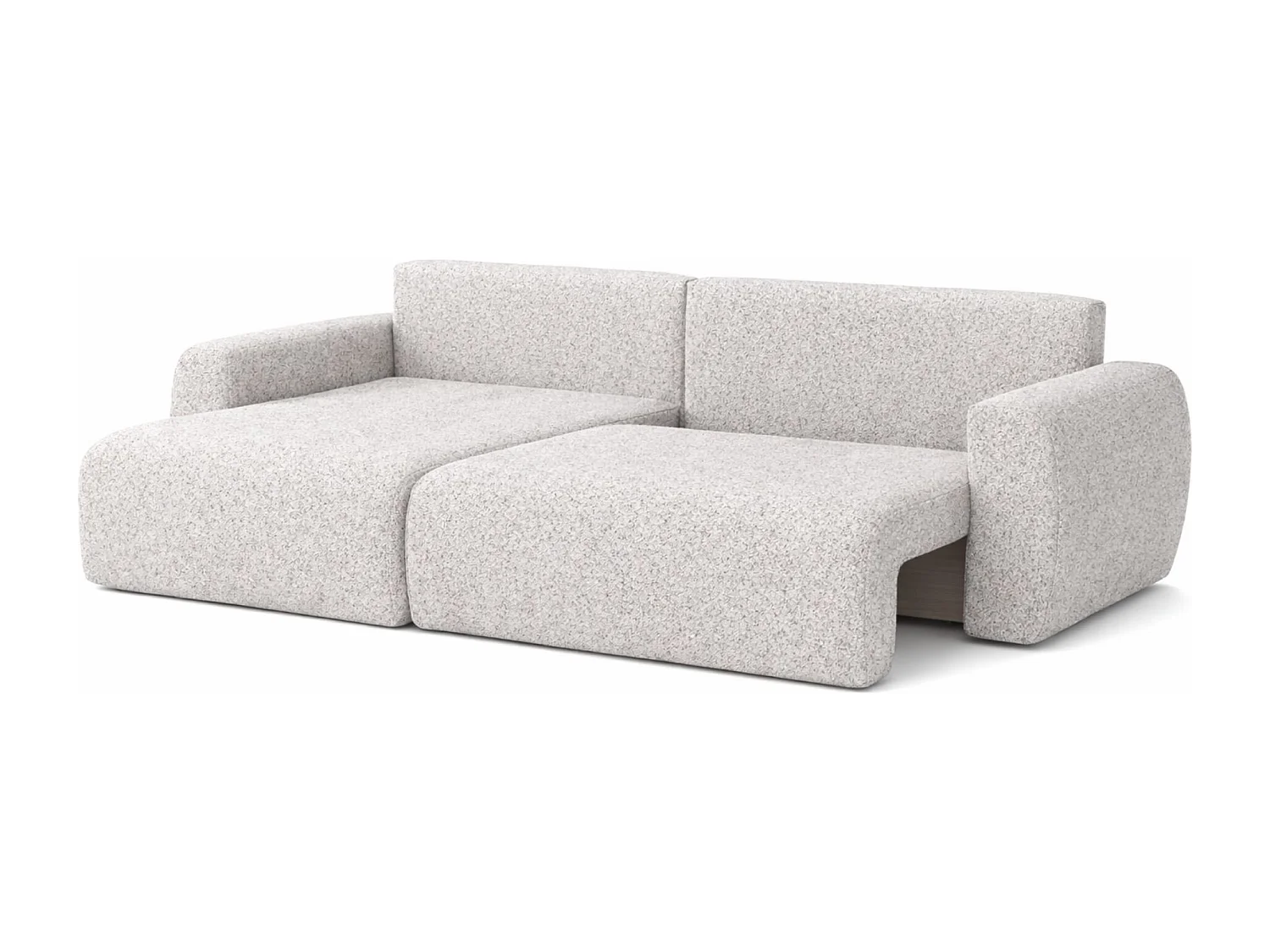 Divano angolare con funzione letto e contenitore Ariel L, Chenille, tessuto Artico, Nata, lato sinistro