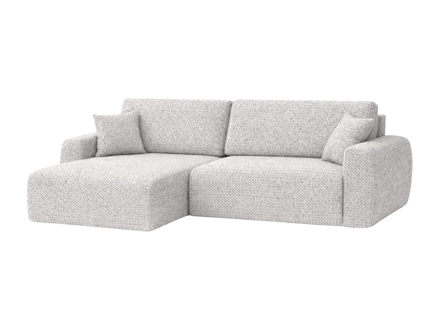 Canapé d'angle convertible avec coffre de rangement Ariel L, Chenille, tissu Artico, Nata, côté gauche