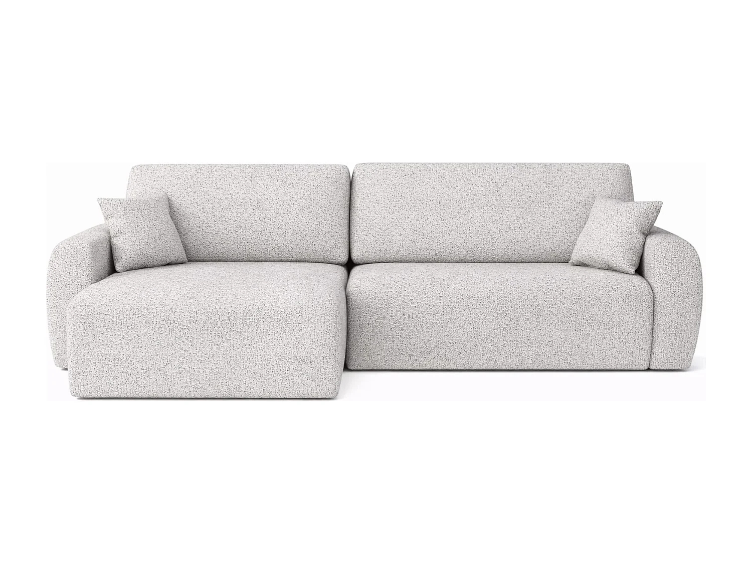 Canapé d'angle convertible avec coffre de rangement Ariel L, Chenille, tissu Artico, Nata, côté gauche