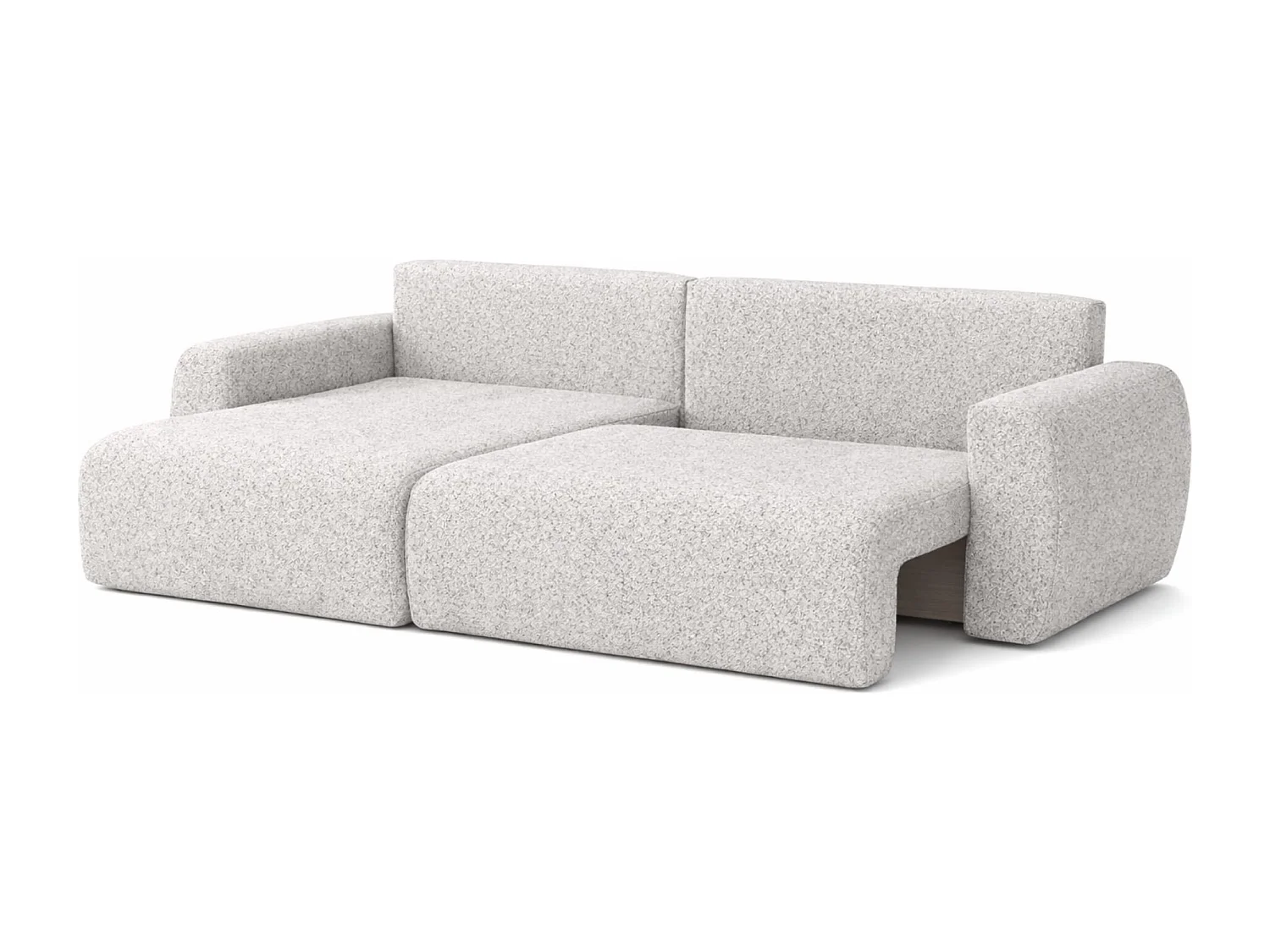 Canapé d'angle convertible avec coffre de rangement Ariel L, Chenille, tissu Artico, Nata, côté gauche