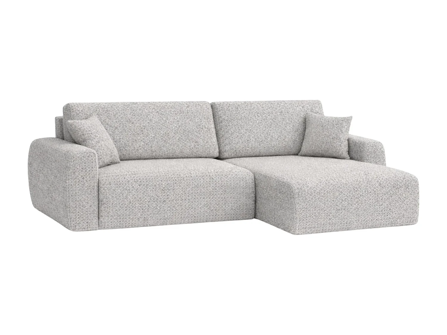 Divano angolare con funzione letto e vano contenitore, Ariel XL, tessuto ciniglia, tessuto Artico, Nata, lato destro