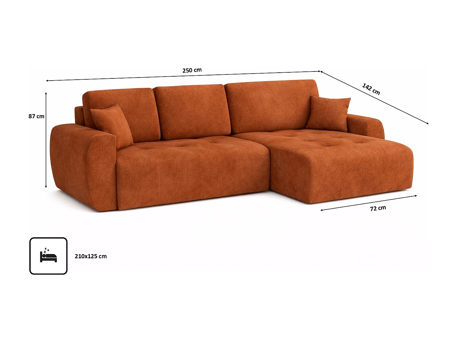 Hoekslaapbank met slaapfunctie en opbergruimte, L-vorm, Ivo L, veloursstof Salvador, Bruin, Rechts