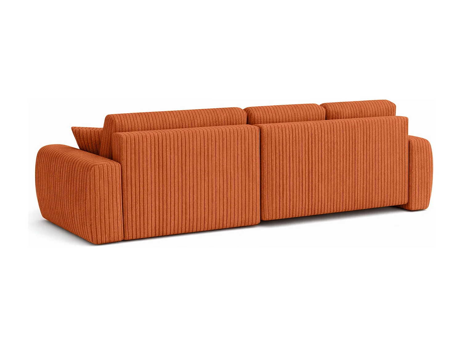 Divano angolare con funzione letto e contenitore a forma di L Ivo XL, tessuto a coste Poso, Rame, Sinistra