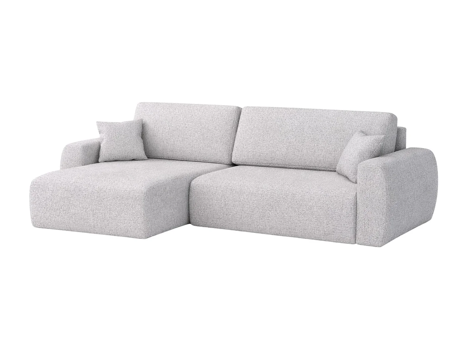 Hoekbank met slaapfunctie en opbergruimte Ariel L, chenille stof, Artico stof, Cement, links