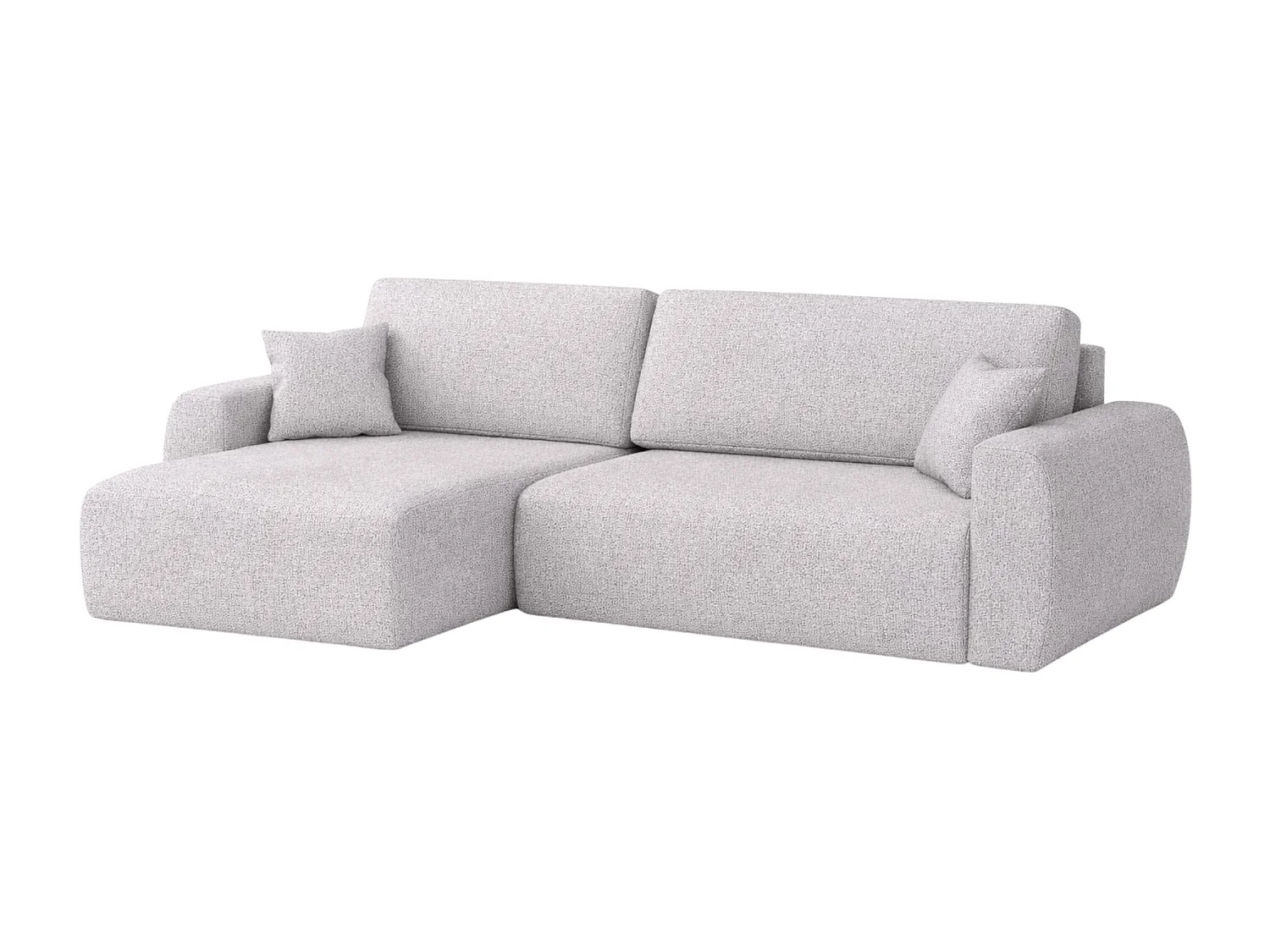 Canapé d'angle convertible avec coffre de rangement Ariel L, Chenille, tissu Artico, Ciment, côté gauche