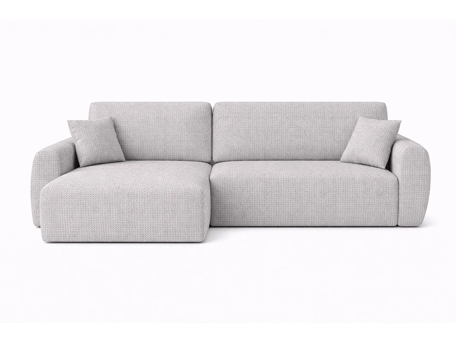 Canapé d'angle convertible avec coffre de rangement Ariel L, Chenille, tissu Artico, Ciment, côté gauche