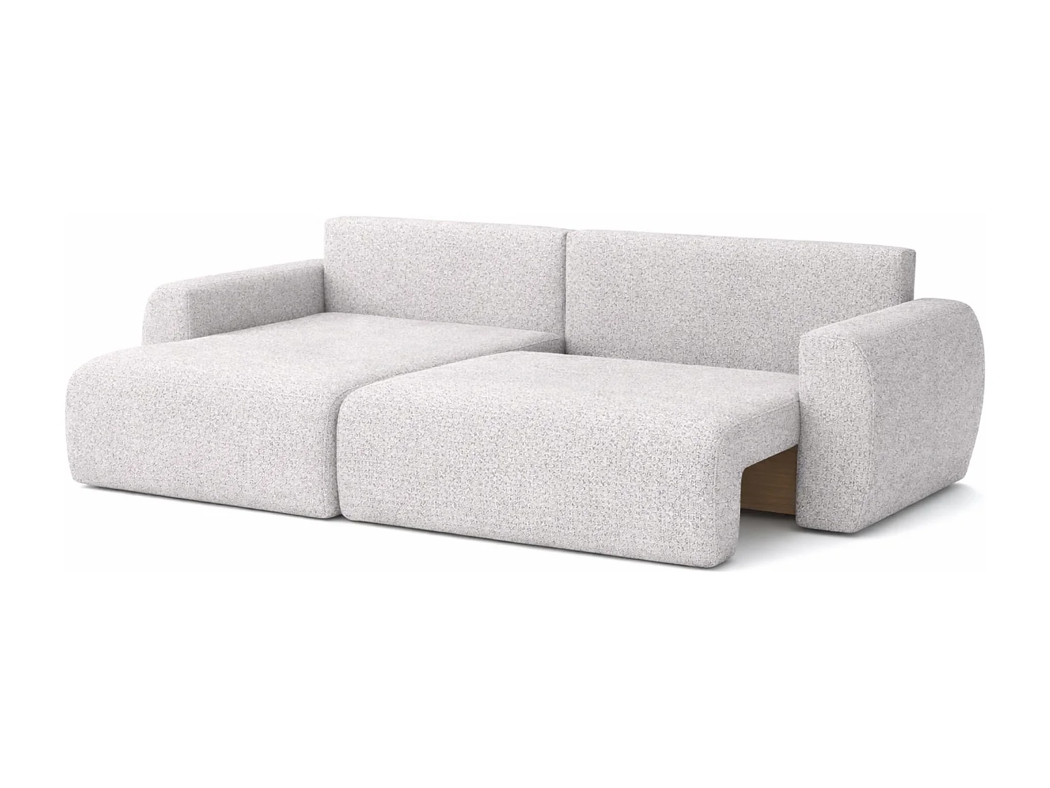 Canapé d'angle convertible avec coffre de rangement Ariel L, Chenille, tissu Artico, Ciment, côté gauche