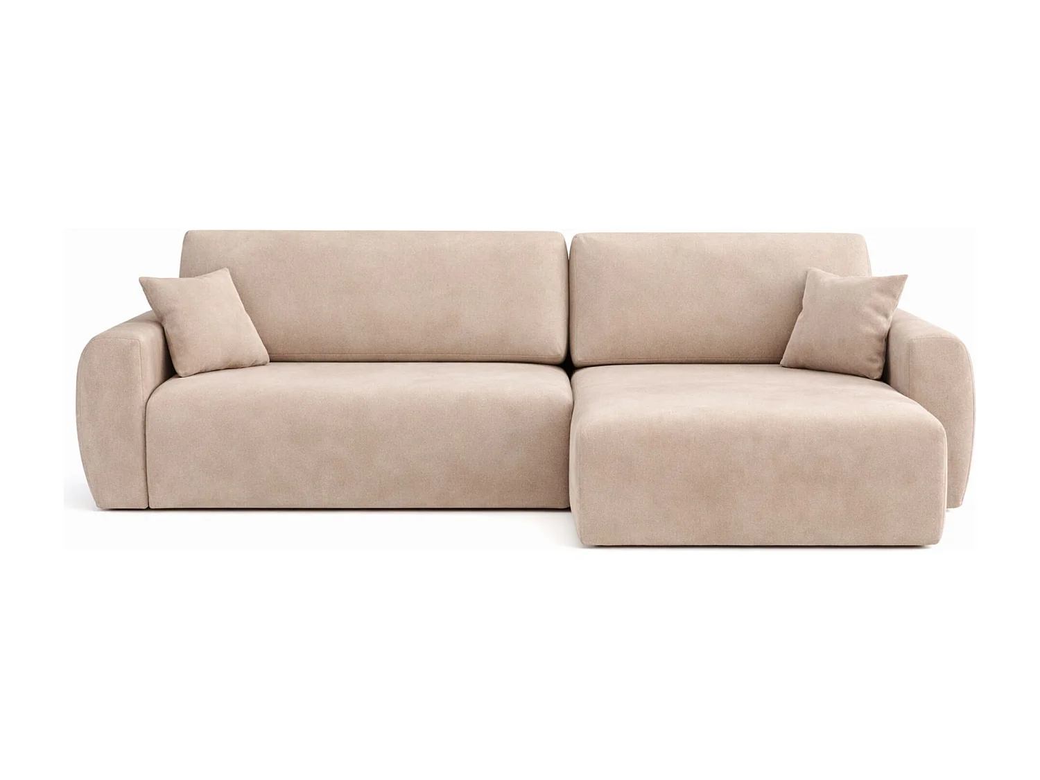 Hoekbank met slaapfunctie en opbergruimte Ariel L, velours, stof Salvador, beige, rechts