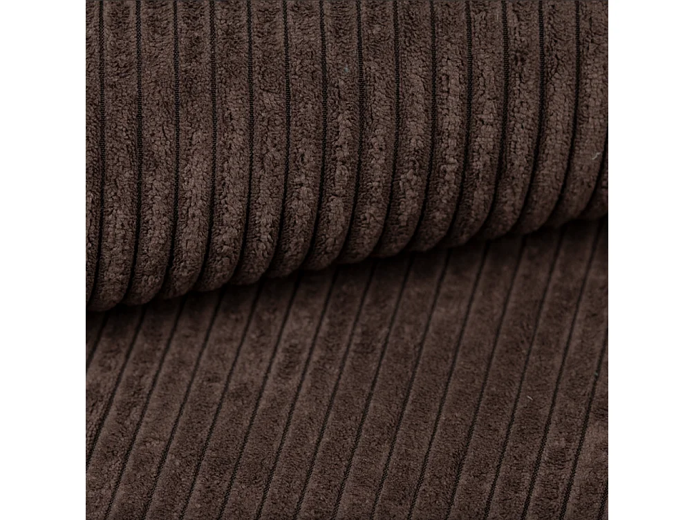 Canapé d'angle convertible avec coffre de rangement Ariel L, tissu côtelé, tissu Poso, marron, côté gauche