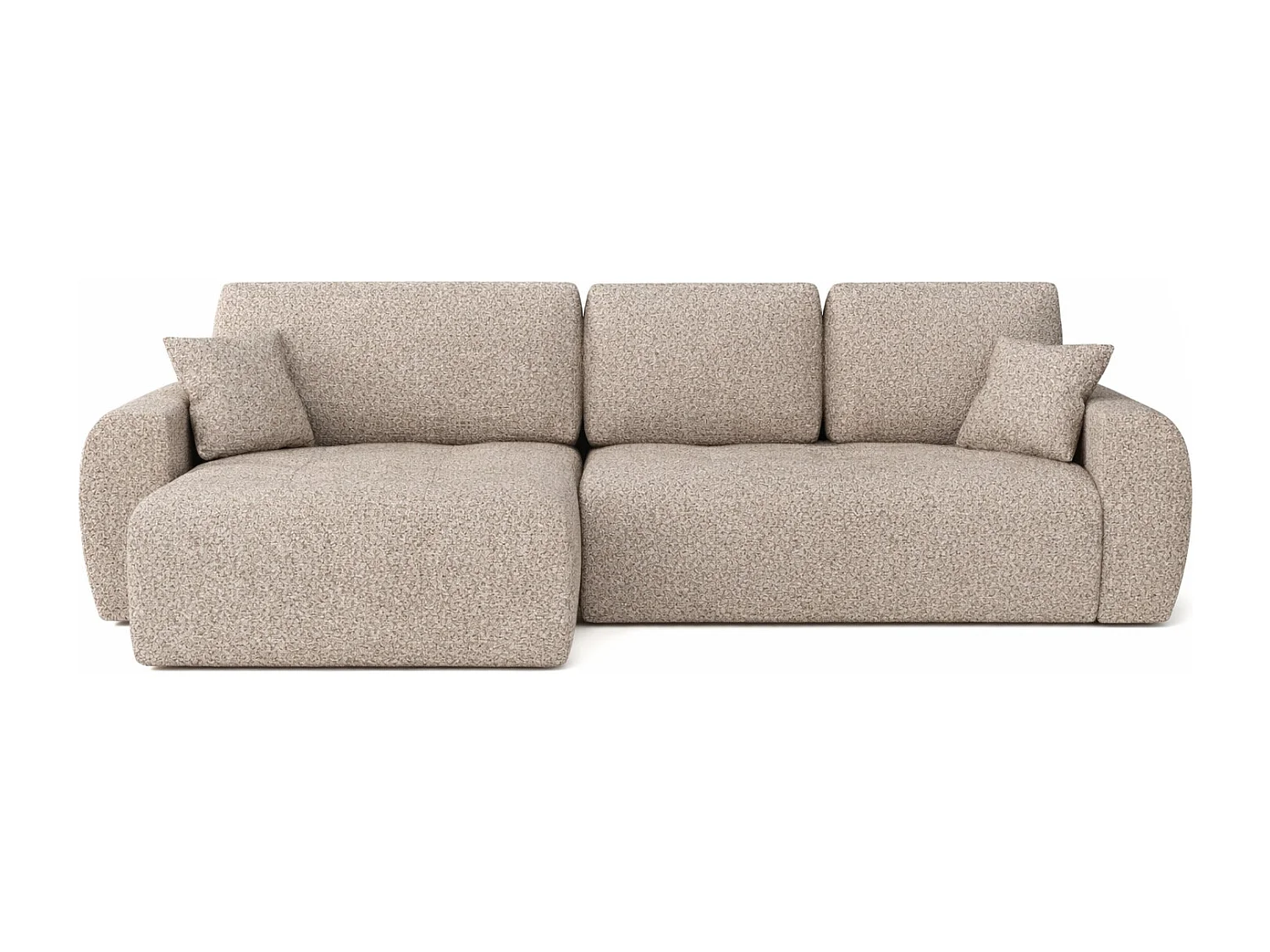 Divano angolare con funzione letto e contenitore a forma di L Ivo XL, tessuto chenille Artico, Beige, Sinistra