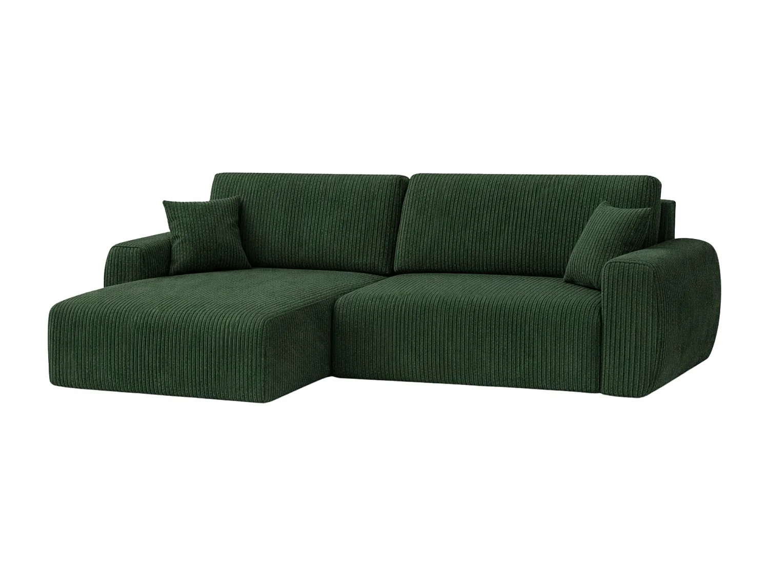 Hoekbank met slaapfunctie en opbergruimte Ariel L, corduroy stof, Poso stof, groen, links