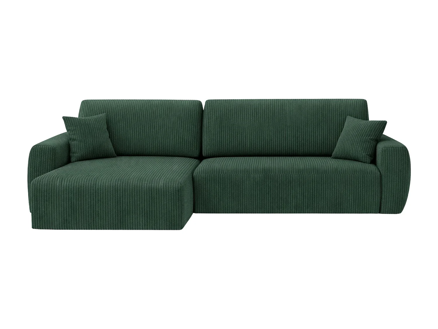 Hoekbank met slaapfunctie en opbergruimte Ariel L, corduroy stof, Poso stof, groen, links