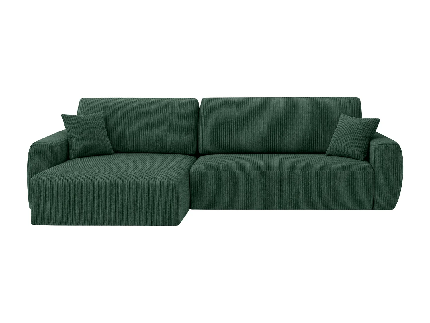 Canapé d'angle convertible avec coffre de rangement Ariel L, tissu côtelé, tissu Poso, vert, côté gauche