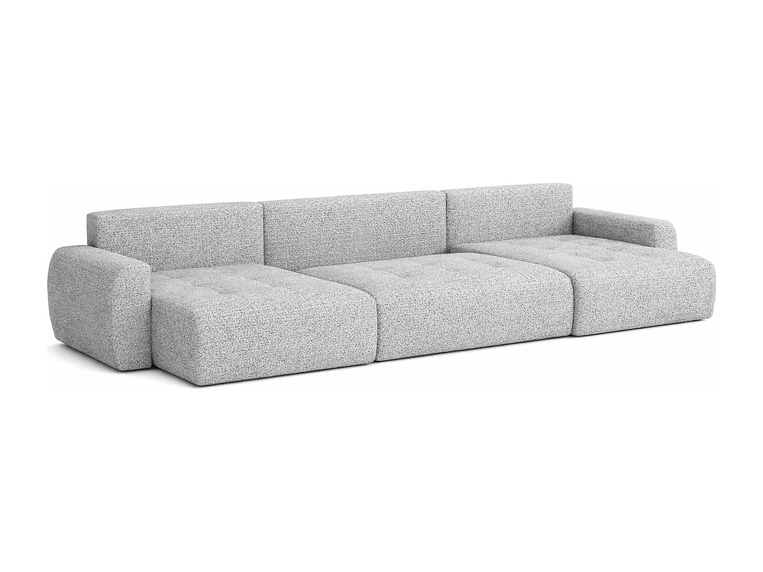 Divano angolare a U con funzione letto e vano contenitore Ivo U, tessuto in ciniglia Artico, Cemento