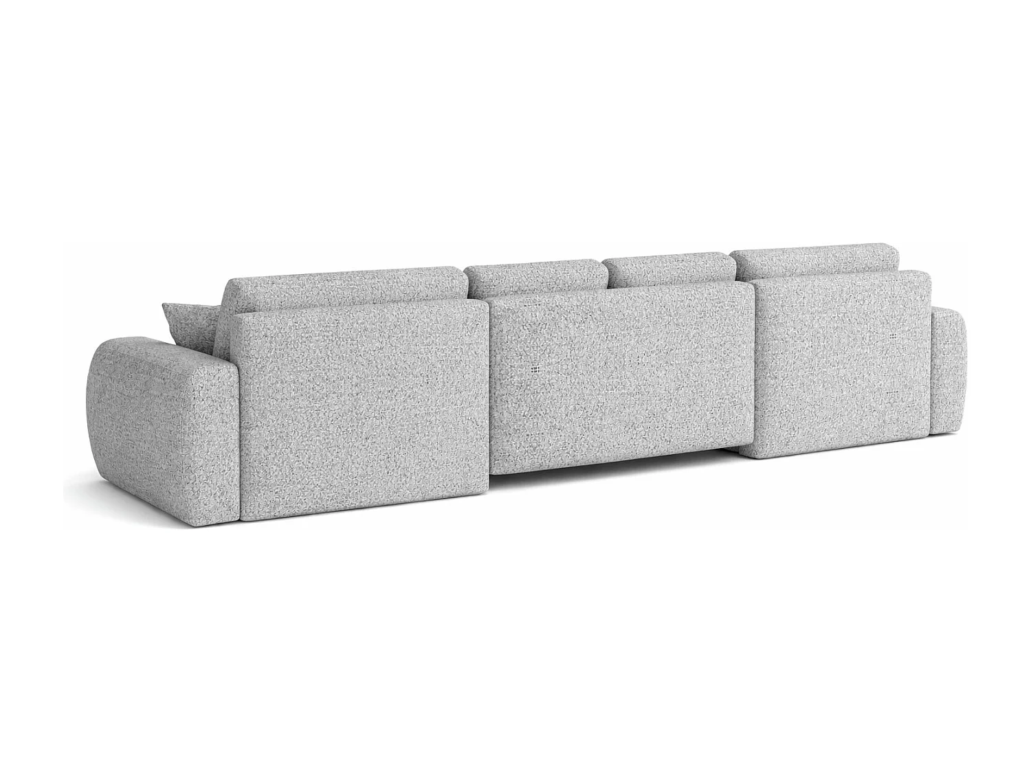 Divano angolare a U con funzione letto e vano contenitore Ivo U, tessuto in ciniglia Artico, Cemento