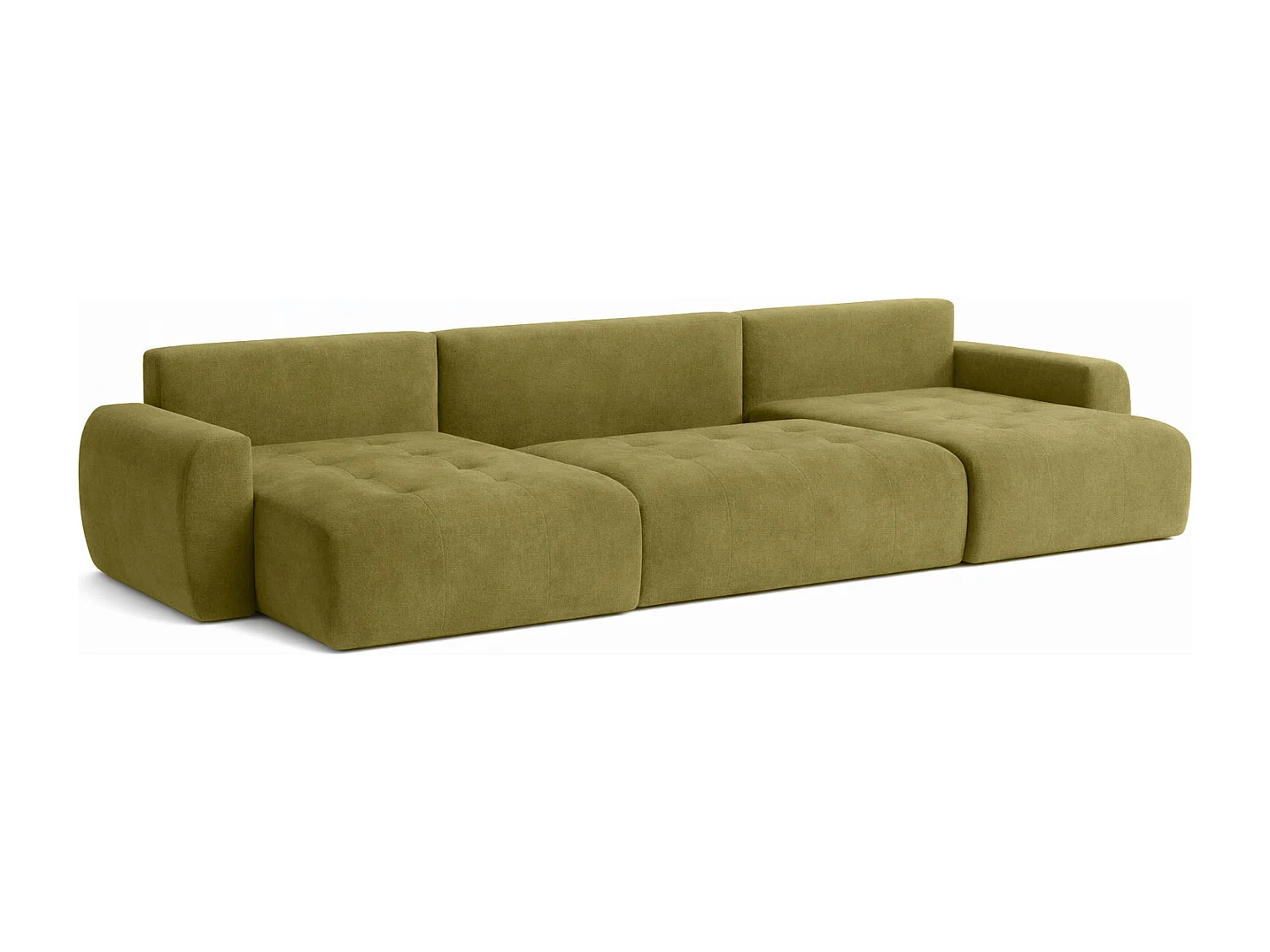Canapé d’angle en U avec fonction couchage et coffre de rangement Ivo U XL, velours Salvador, Olive