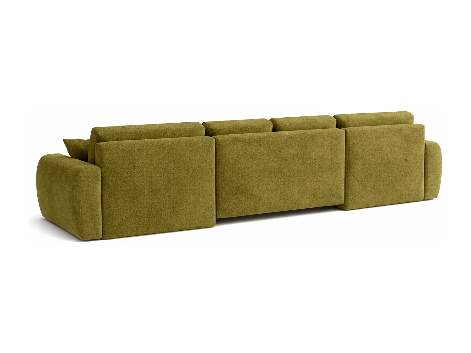 Canapé d’angle en U avec fonction couchage et coffre de rangement Ivo U XL, velours Salvador, Olive