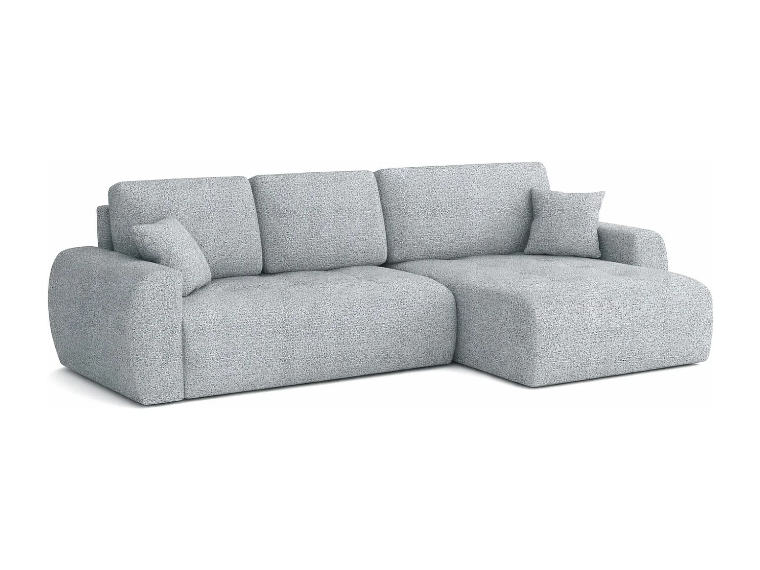 Divano angolare con funzione letto e contenitore a forma di L Ivo L, tessuto chenille Artico, Cement, Destra