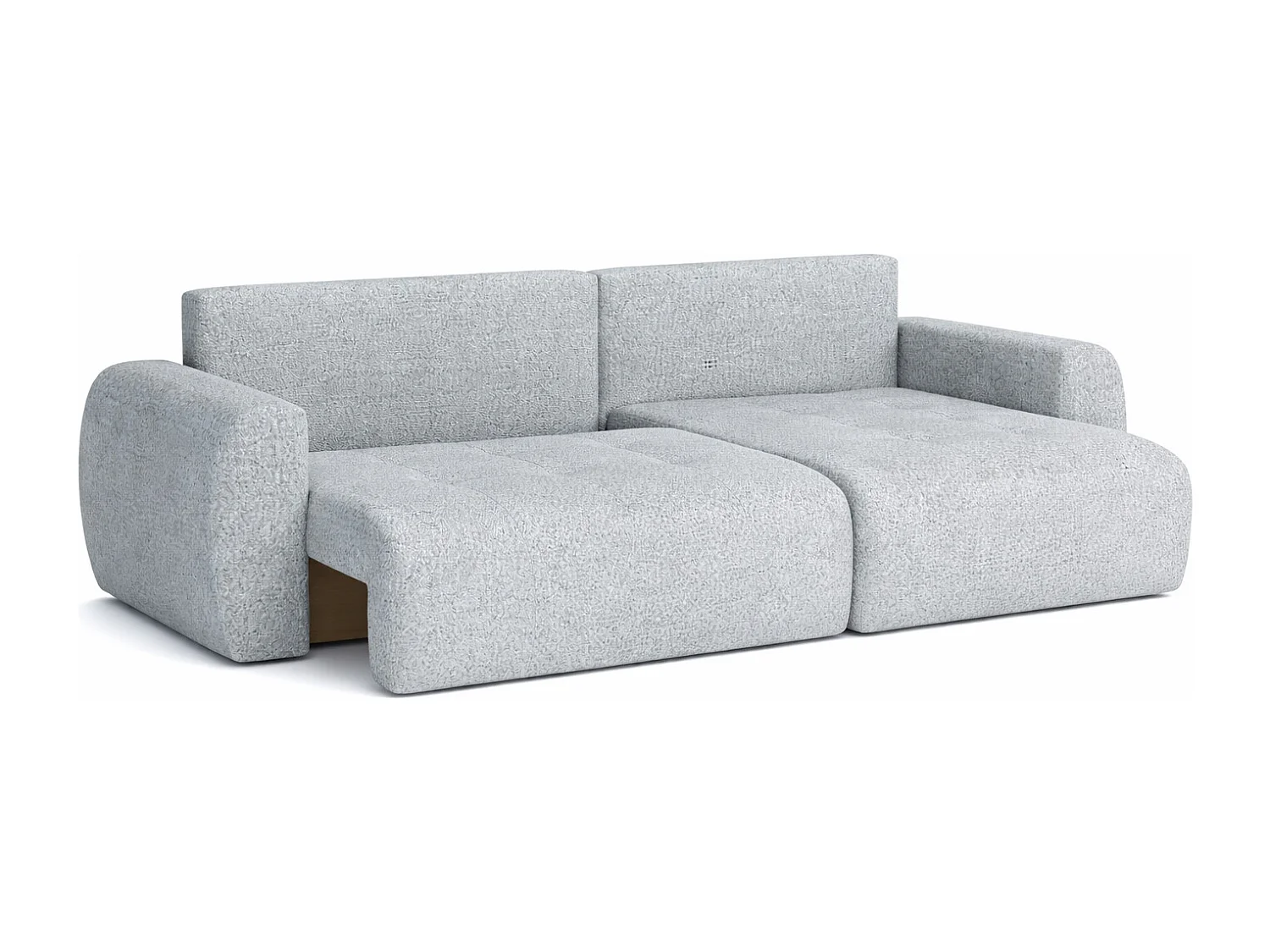 Divano angolare con funzione letto e contenitore a forma di L Ivo L, tessuto chenille Artico, Cement, Destra