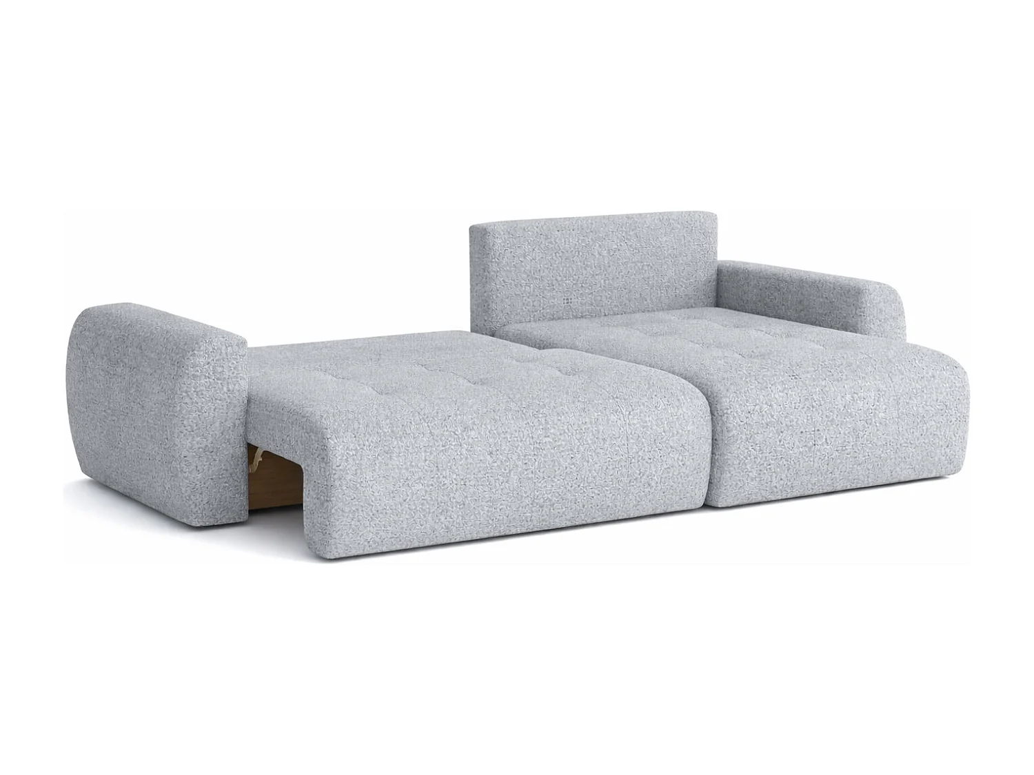 Divano angolare con funzione letto e contenitore a forma di L Ivo L, tessuto chenille Artico, Cement, Destra